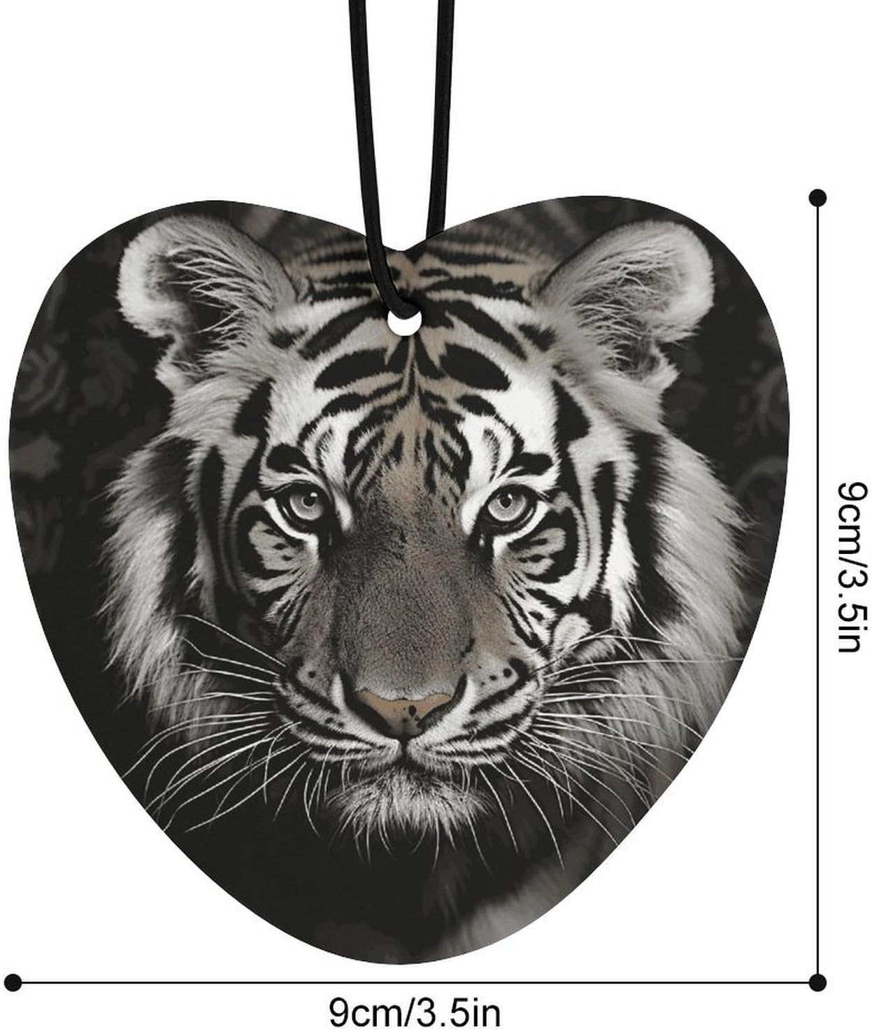Black And White Tiger Car Air Freshener Hanging, Long Lasting Scented Car Aromatherapy Tablets, Love form Fragrance Scented Cards for Vehicles, Bedroom, Wardrobe Black-style image 2
