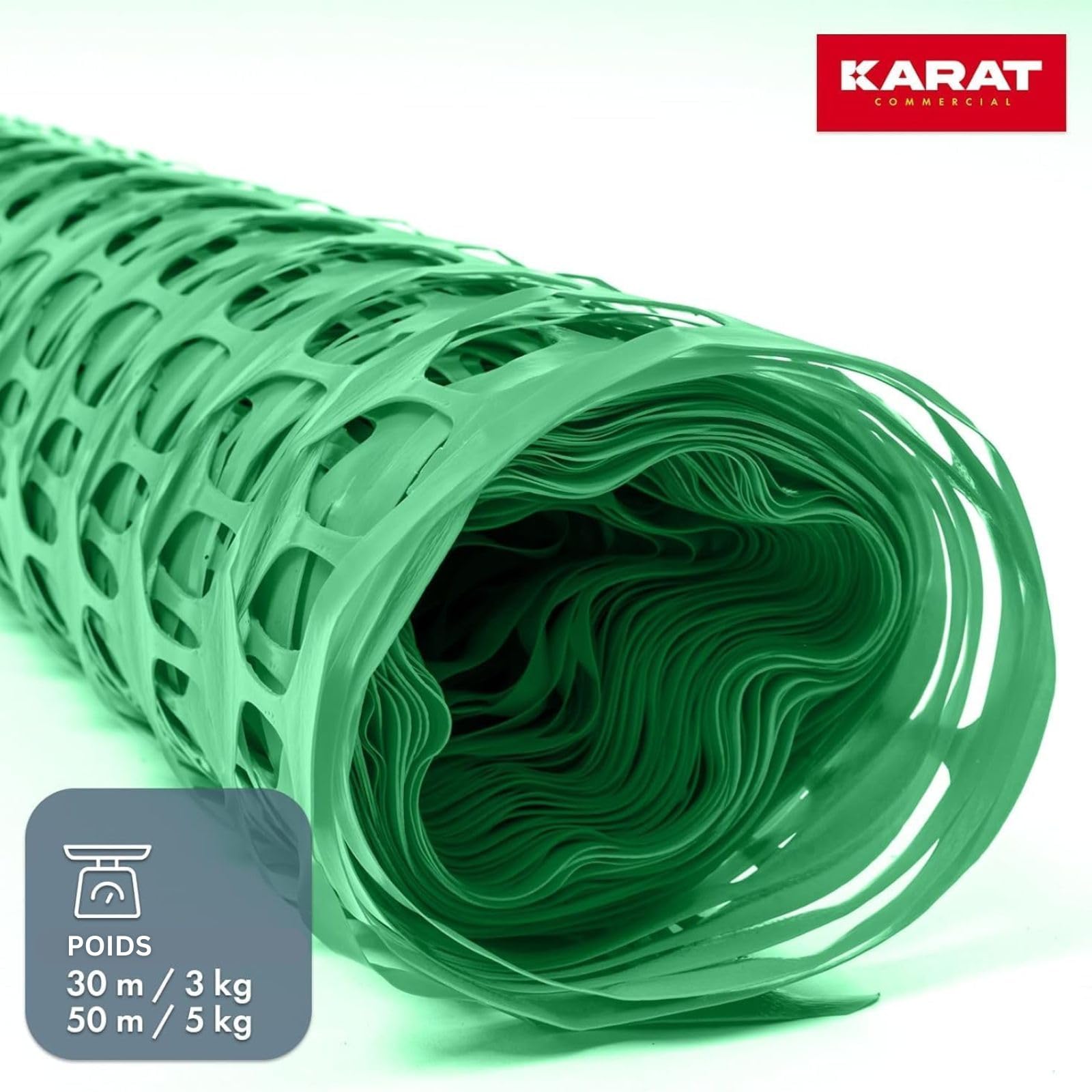 KARAT | Grillage avertisseurs - Clôture de Chantier - Clôture d'étang - Clôture de Protection - Filet de Protection de Parterre - Filet avertisseur Plastique | Vert, 30 m