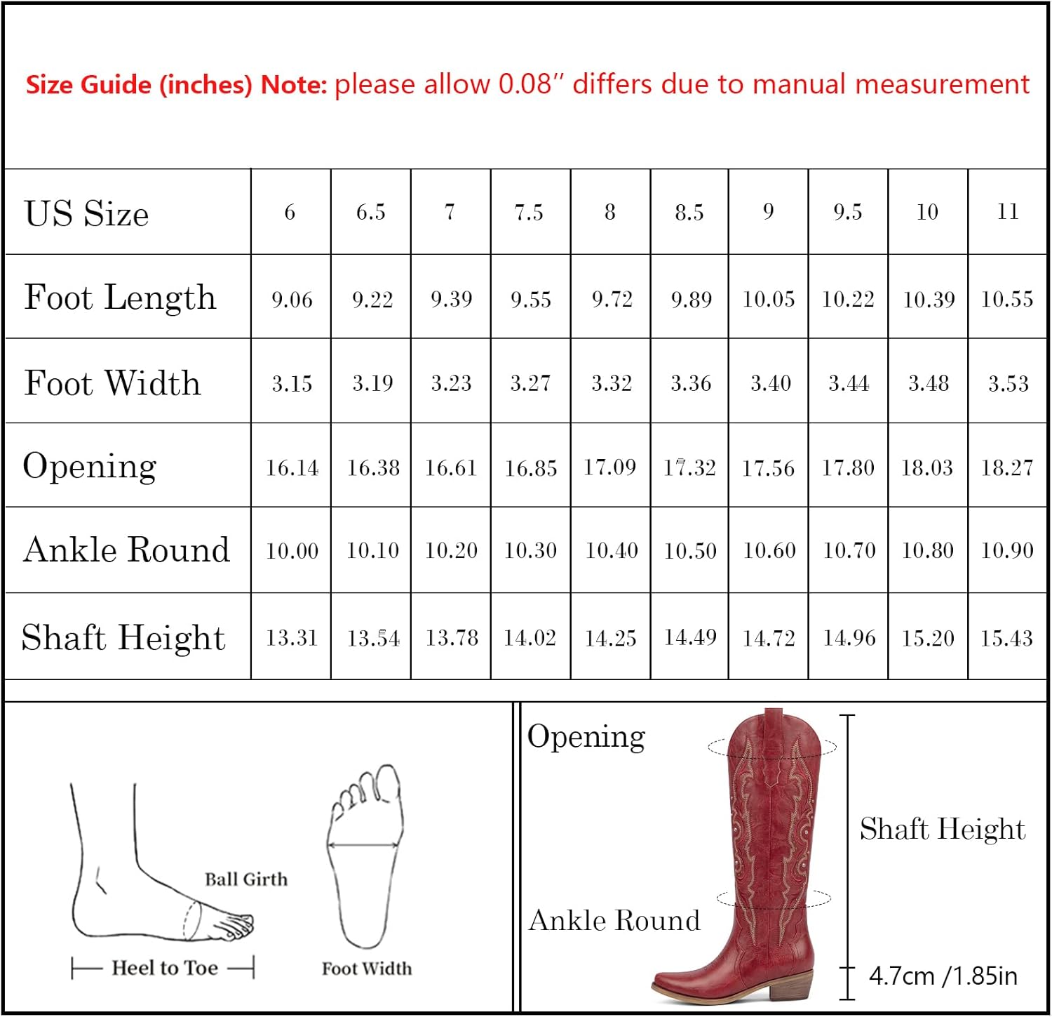 Knee High Cowboy Boots for Women Rhinestone Cowgirl Boots, Trendy Embroidered Western Boots with Almond Toe Side Zipper and Chunky Heel - Image 7