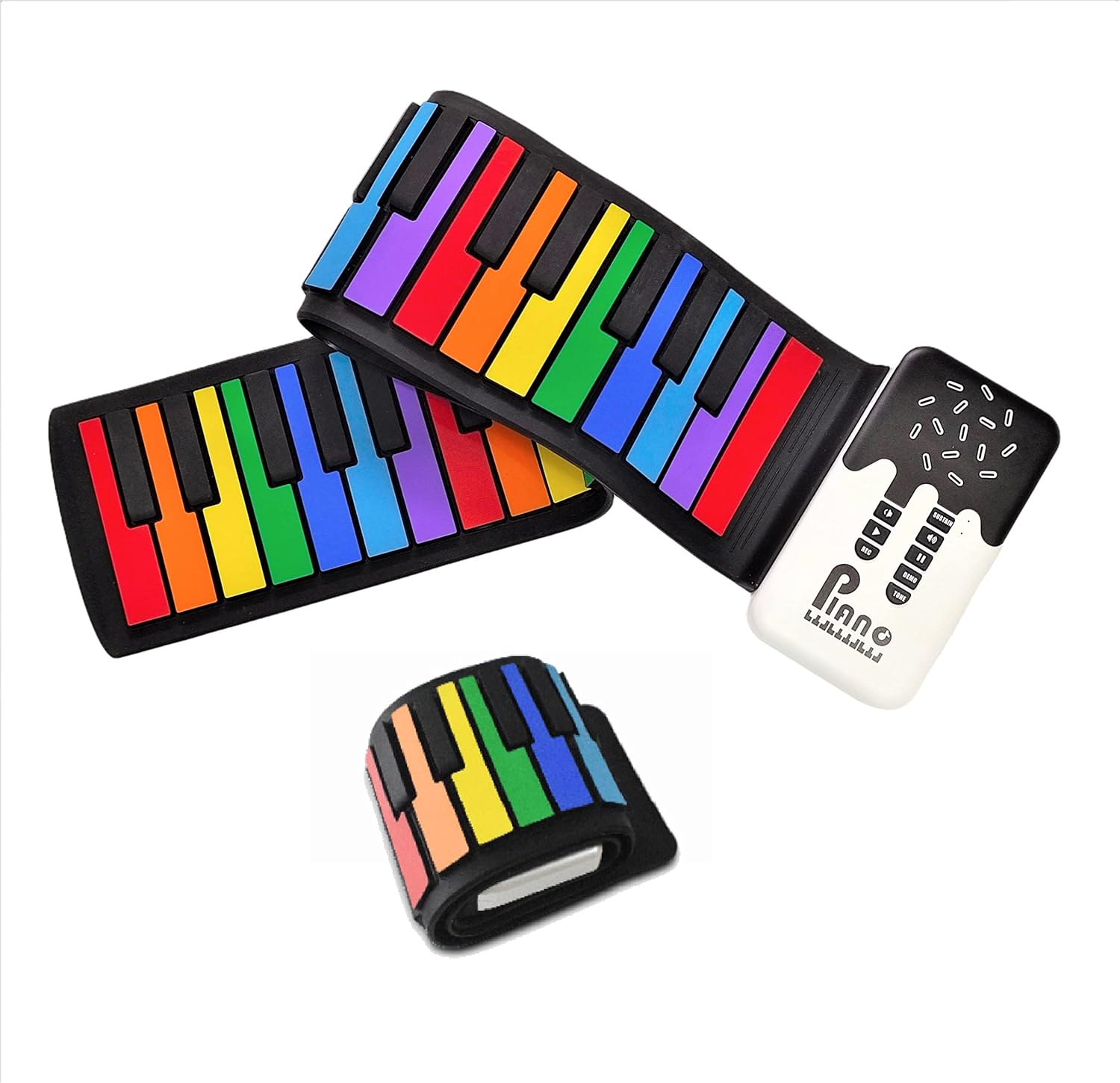 49 Key Roll Up Electronic Digital Music Piano, Rechargeable, Recording Feature, 8 Tones, 6 Demo Songs & Build-in Speaker, Piano, Gif (49 key NEW)