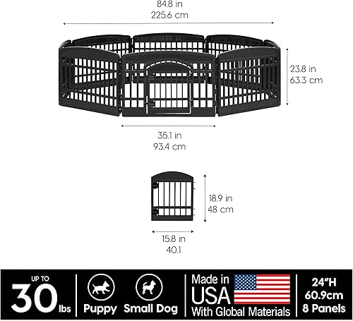 Miniatura 3 de IRIS USA - Corralito para mascotas de 24 pulgadas con puerta, corralito para perros, corralito para cachorros, para perros pequeños y medianos,