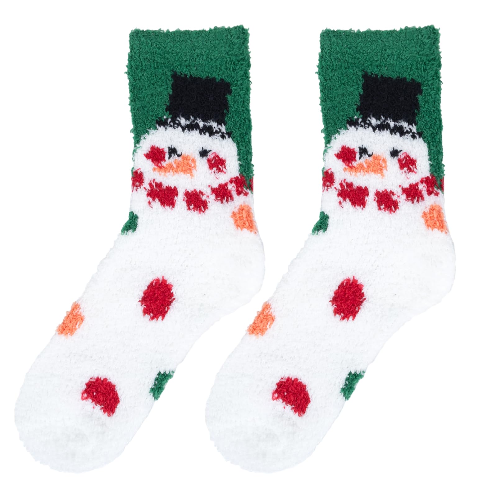 FACHOI Christmas Fluffy Socks, Xmas Fuzzy Socks Warm Cosy Bed Slipper Socks Winter Thermal Sleeping Xmas Plush Sock for Women and Girls Christmas Party Winter Gifts F4-SDW (Snowman)
