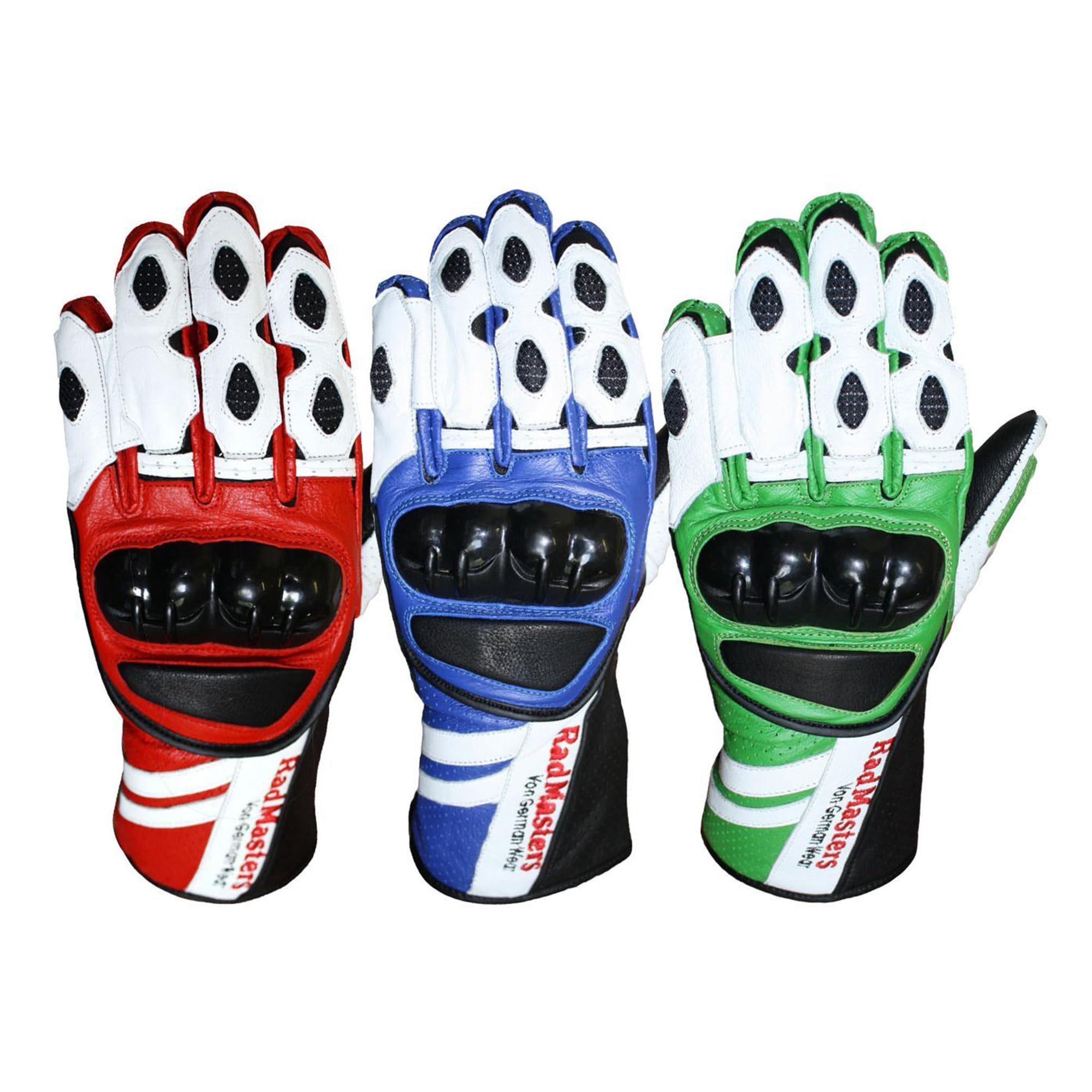 German Wear Motorradhandschuhe aus Kalbsleder, Biker Handschuhe mit Knöchelprotektor, Wildleder-Handfläche & verstellbarem Klettverschluss für Motorrad, Motocross & Outdoor