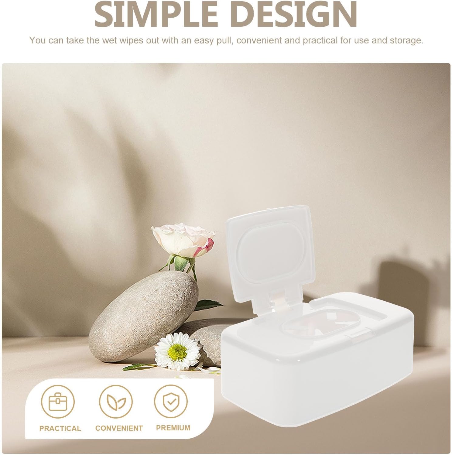 Unomor Portable Wipes Dispenser Box with Button Operation Lightweight Refillable Wet Wipe Holder for Baby Care Travel Home Use Compact 6.7X4.1X2.4 Inch Wipes Storage Case with Lid