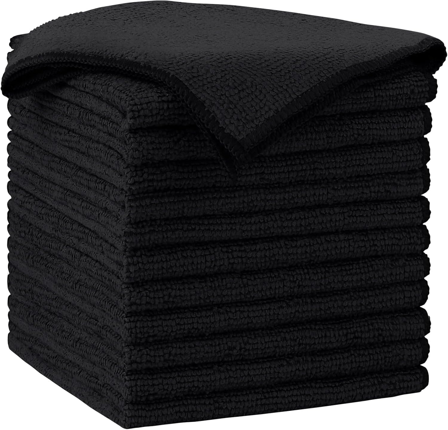 AIDEA Microfiber Cleaning Cloth 12PK, Soft Absorbent Lint-Free Towels for Cars, House, Kitchen, 12x12 Inches, Black