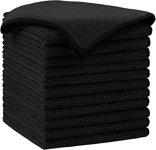 AIDEA Black Microfiber Cleaning Cloth-12PK