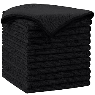AIDEA Microfiber Cleaning Cloth-12PK, Soft Microfiber Towels for Cars, Absorbent Cleaning Rags, Lint-Free Streak-Free Wash Cloths for House, Kitchen, Window(12in.x12in), Black - Amazon product rated Grade A