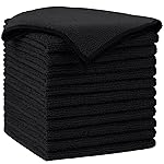 AIDEA Microfiber Cleaning Cloth-12PK, Soft Microfiber Towels for Cars, Absorbent Cleaning Rags, Lint-Free Streak-Free Wash Cloths for House, Kitchen, Window(12in.x12in), Black