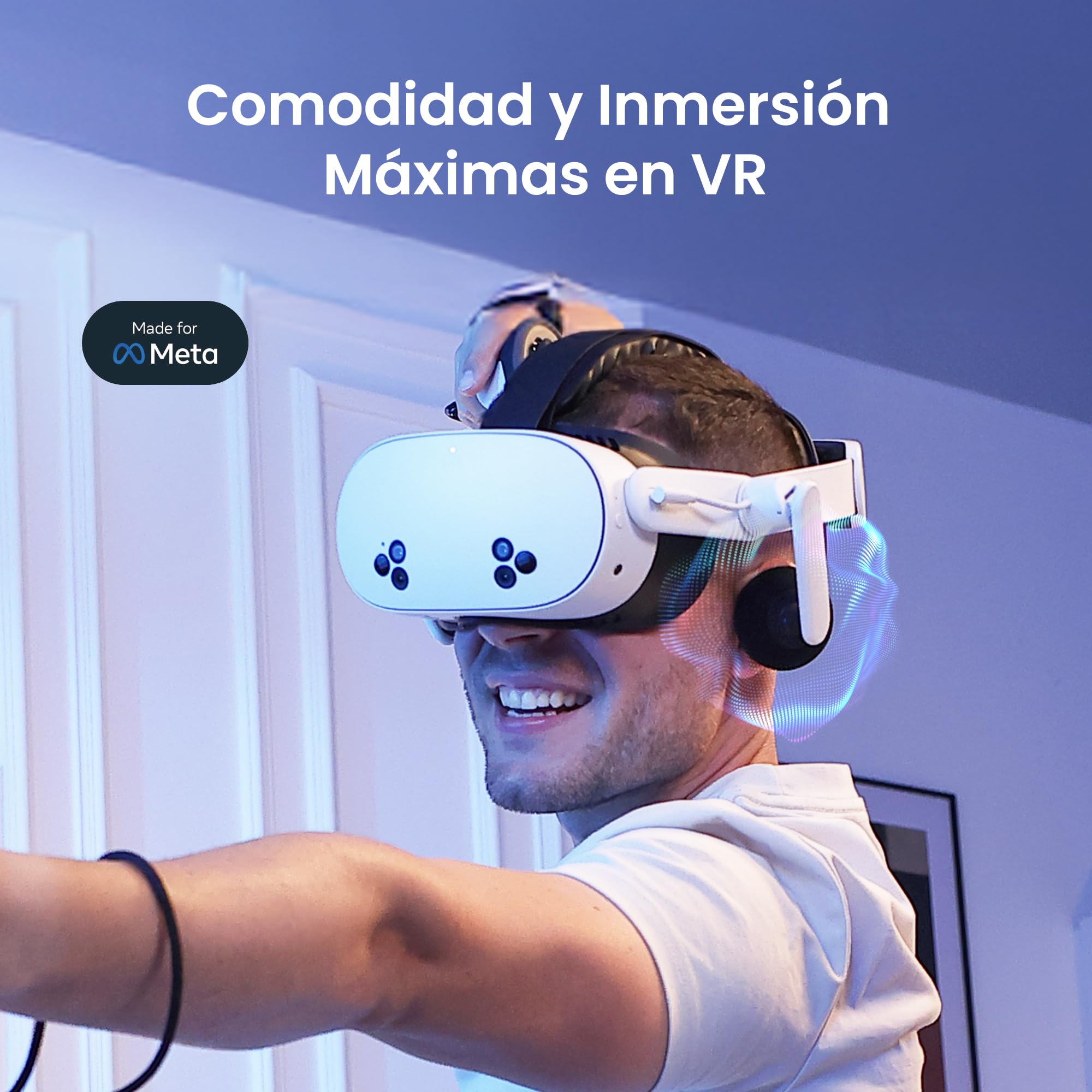 KIWI design Auditiva Correa para la Cabeza con Batería para Meta Quest 3/3S, K4 Duo Auriculares DualFast Carga Rápida, Accesorios VR con Diseño Equilibrado, Sonido Mejorado y Mayor Tiempo de Juego