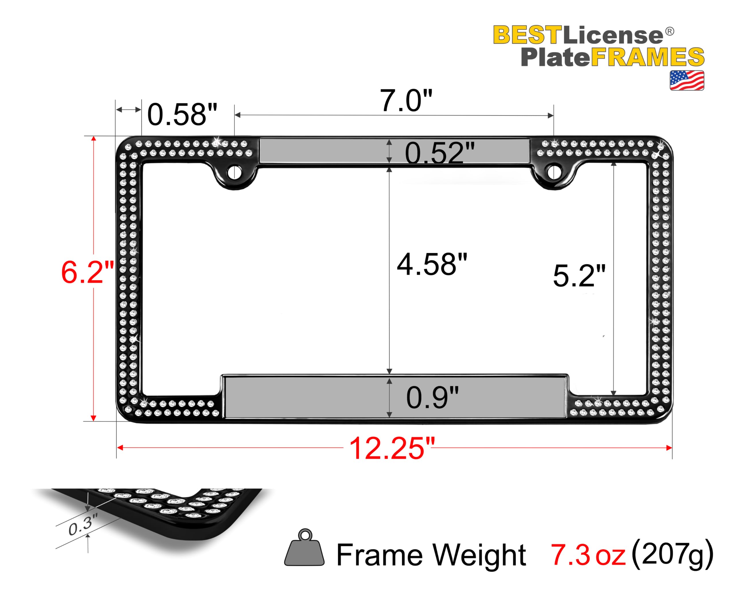 Crystals - Custom Personalized Black Metal Car License Plate Frame with Pink Cr - Picture 8 of 132