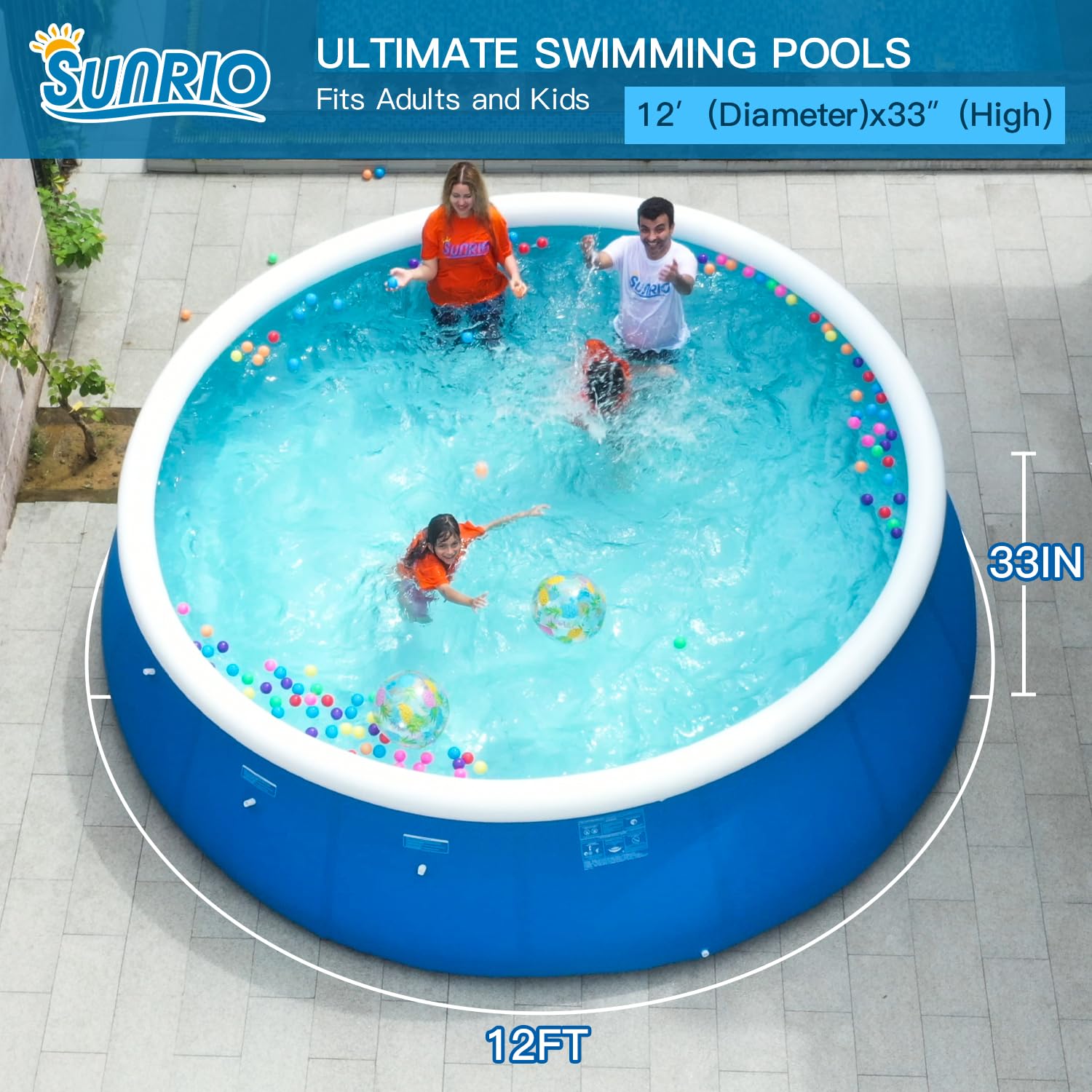 Snapklik.com : 12ft X 33in Round Inflatable Above Ground Swimming Pool ...
