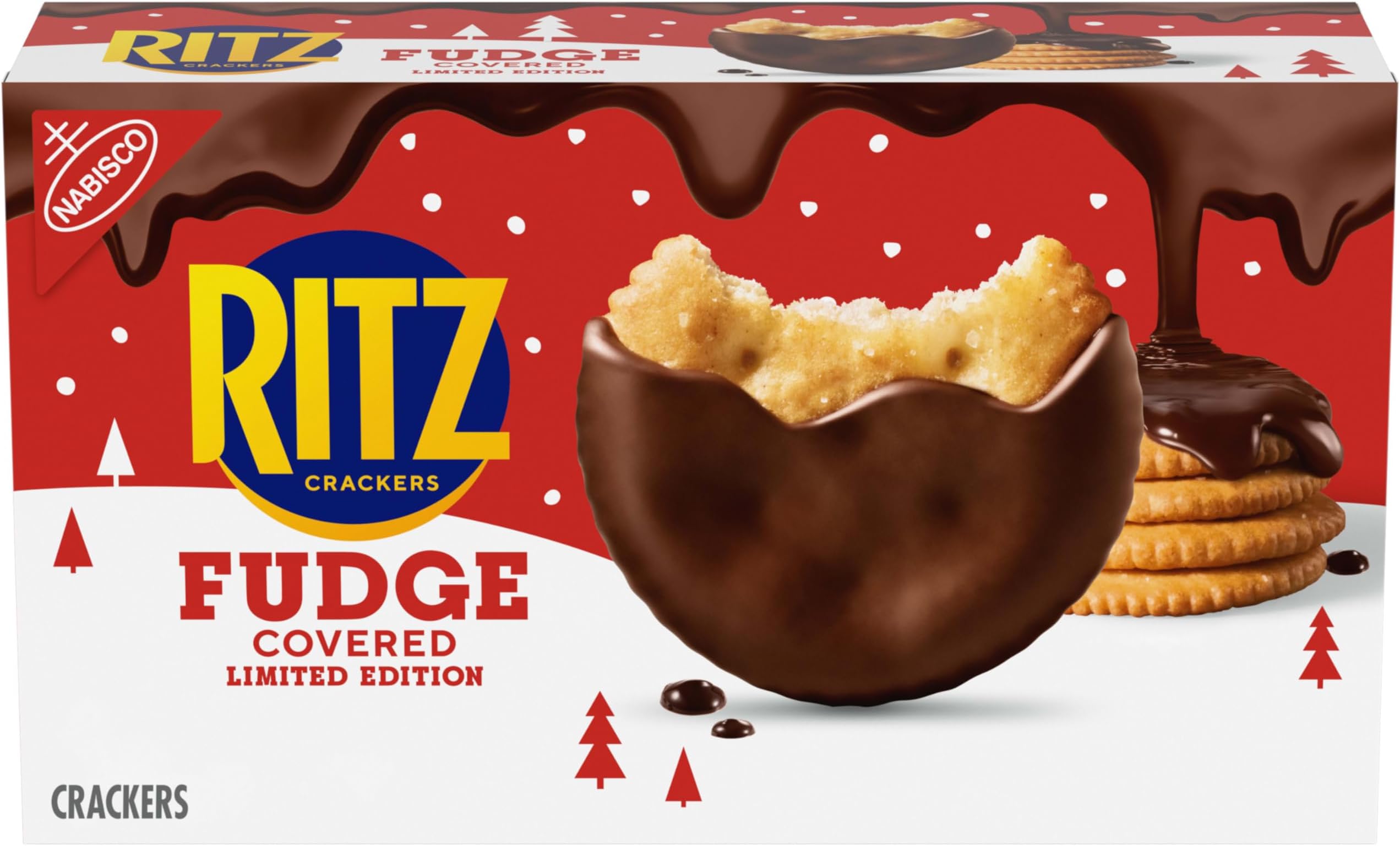 RITZ Fudge Covered Holiday Crackers, Party Snacks, Limited Edition, 7.8 oz