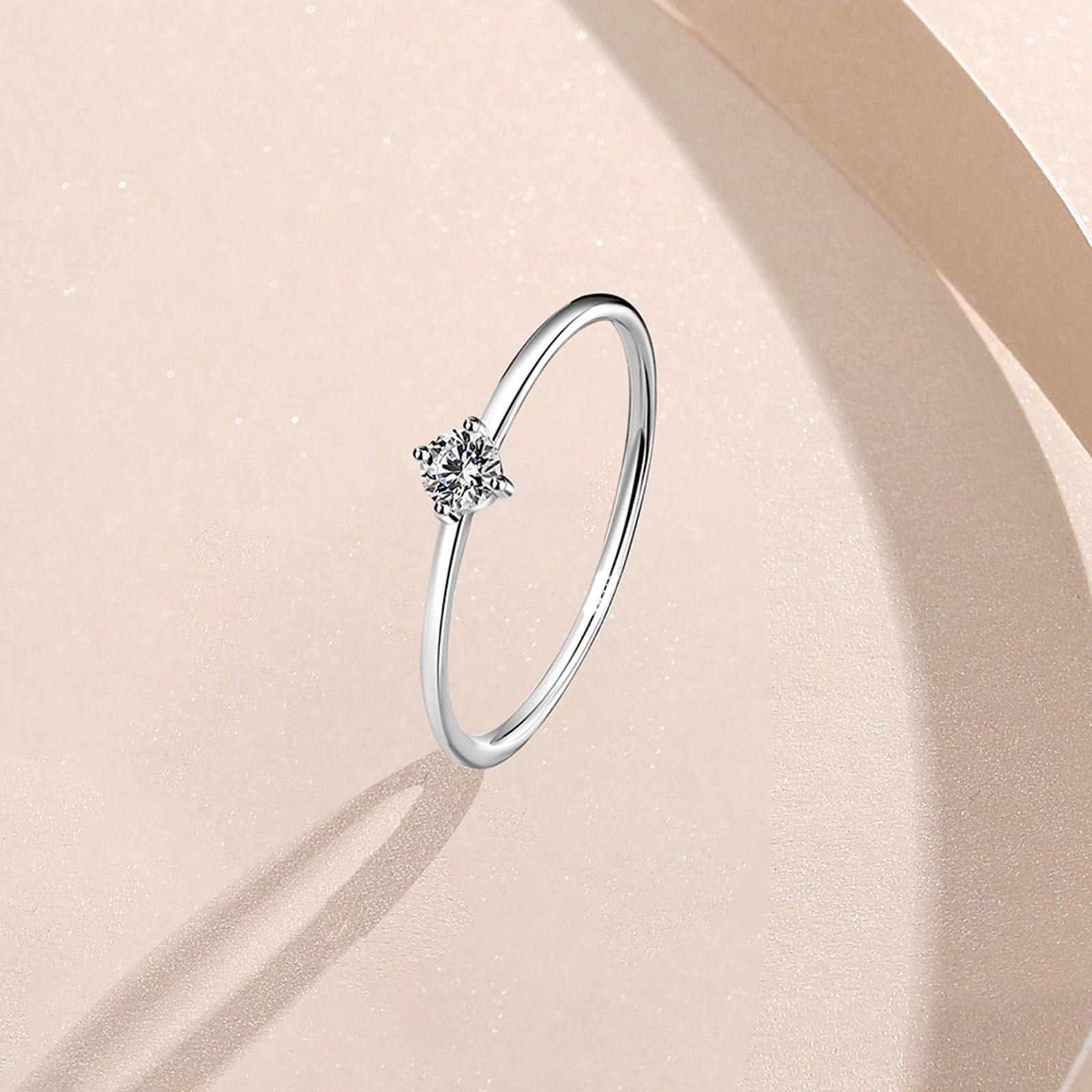 Anillo de compromiso de oro blanco de 9 K/14 K/18 K/Platino 950 para novia, anillo de compromiso 3 x 3 mm diamante blanco 0,16 ct