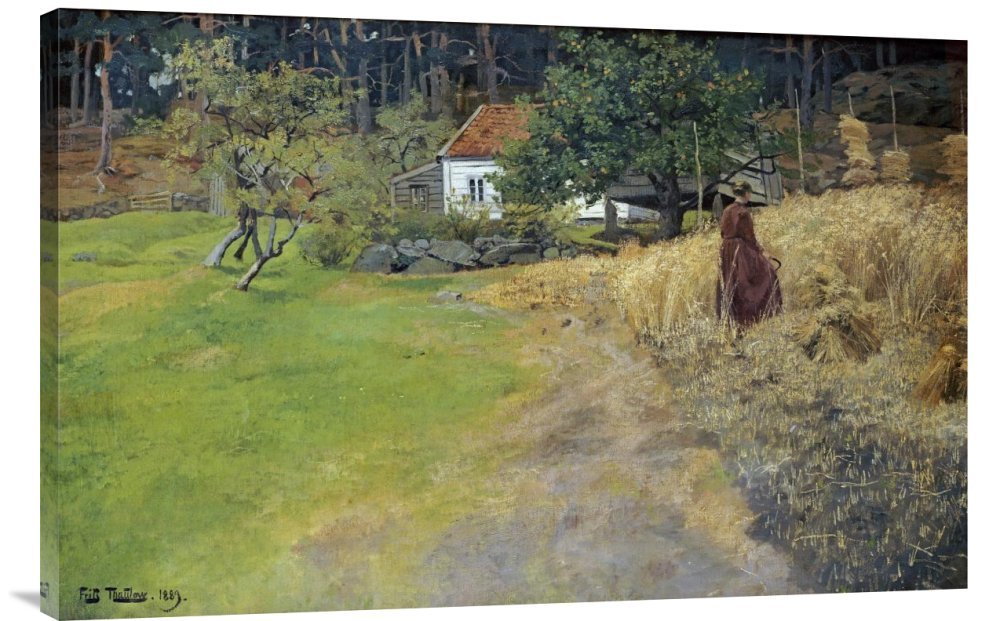 Global Gallery Budget GCS-268579-36-142 Fritz Thaulow Haymaking Stord Gallery Wrap Giclee on Canvas Wall Art Print