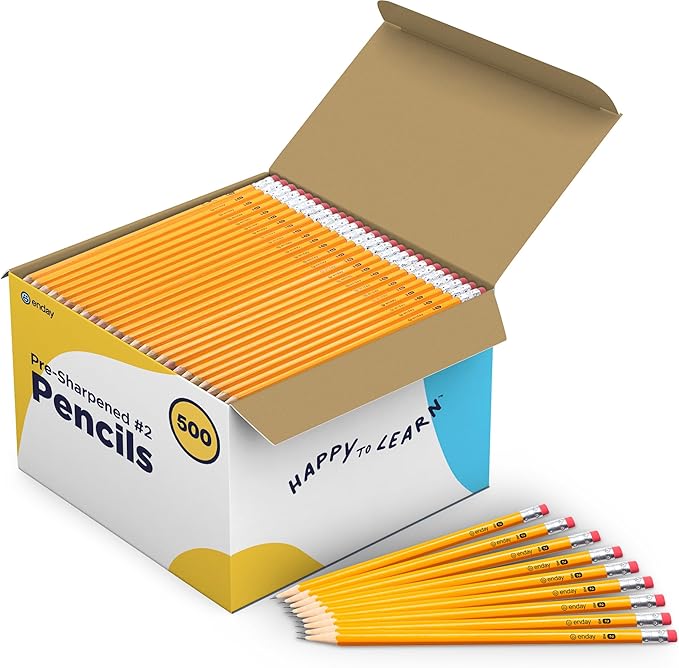 Enday 2 Pencils Bulk 500 Pack, PreSharpened WoodCased