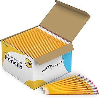 Enday #2 Pencils Bulk - 500 Pack - Pre-sharpened pencils #2 Wood-Cased Yellow Sharpened Pencils for Kids with Latex-Free Eraser Top for Office and Classroom Supplies.