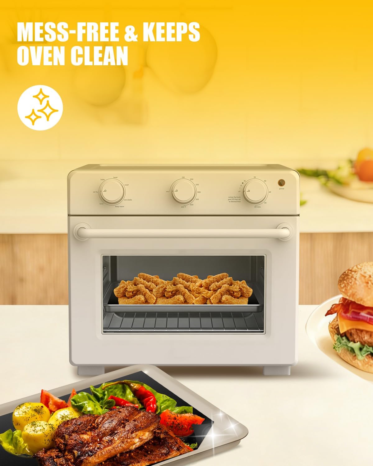 4PCs Teflon Oven Liners Compatible with Bella Air Fry