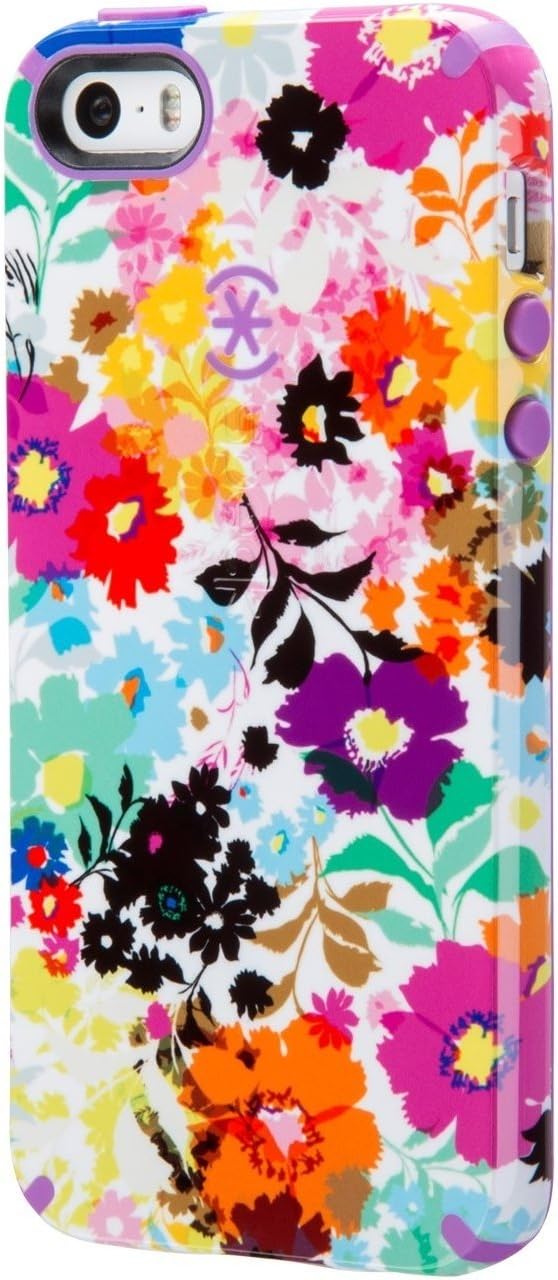 Speck Products CandyShell Inked Case for iPhone SE/5/5S -Retail Packaging- Bold Blossoms White/Revolution Purple