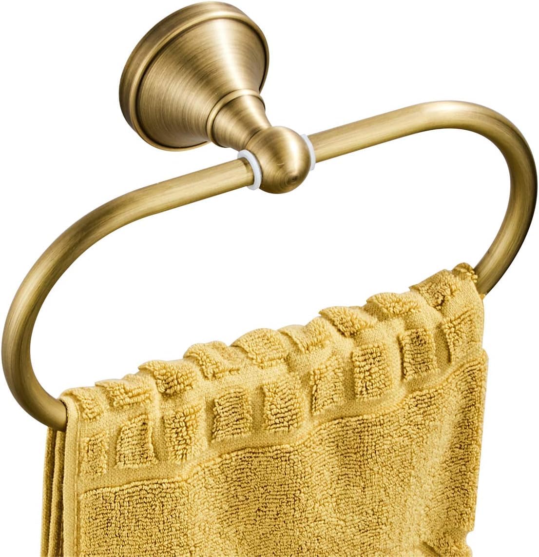 Antique Brass Toilet Paper Holder Towel Ring, Brass Towel Holder Toilet Paper Roll Holder, Rustic Vintage Oval Towel Rack Bathroom Accessories Set Hardware 2 Pieces Farmhouse Wall Mounted — Amazon image 6