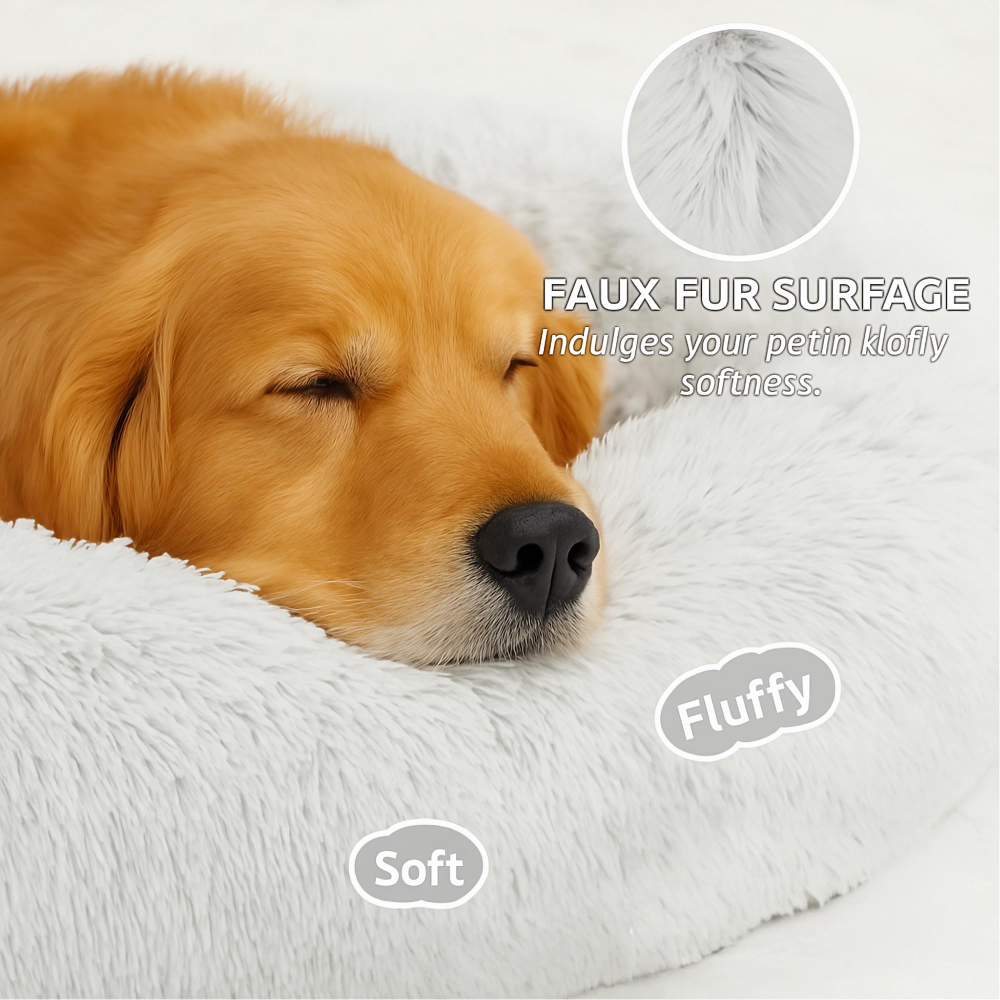 Beruhigendes Donut-Katzenbett, flauschiges, rundes Plüsch-Hundebett, gemütlich, weich, waschbar, Kissen, selbstwärmendes Haustierbett mit rutschfester Unterseite, Anti-Angst, schlafendes Kuschelnest