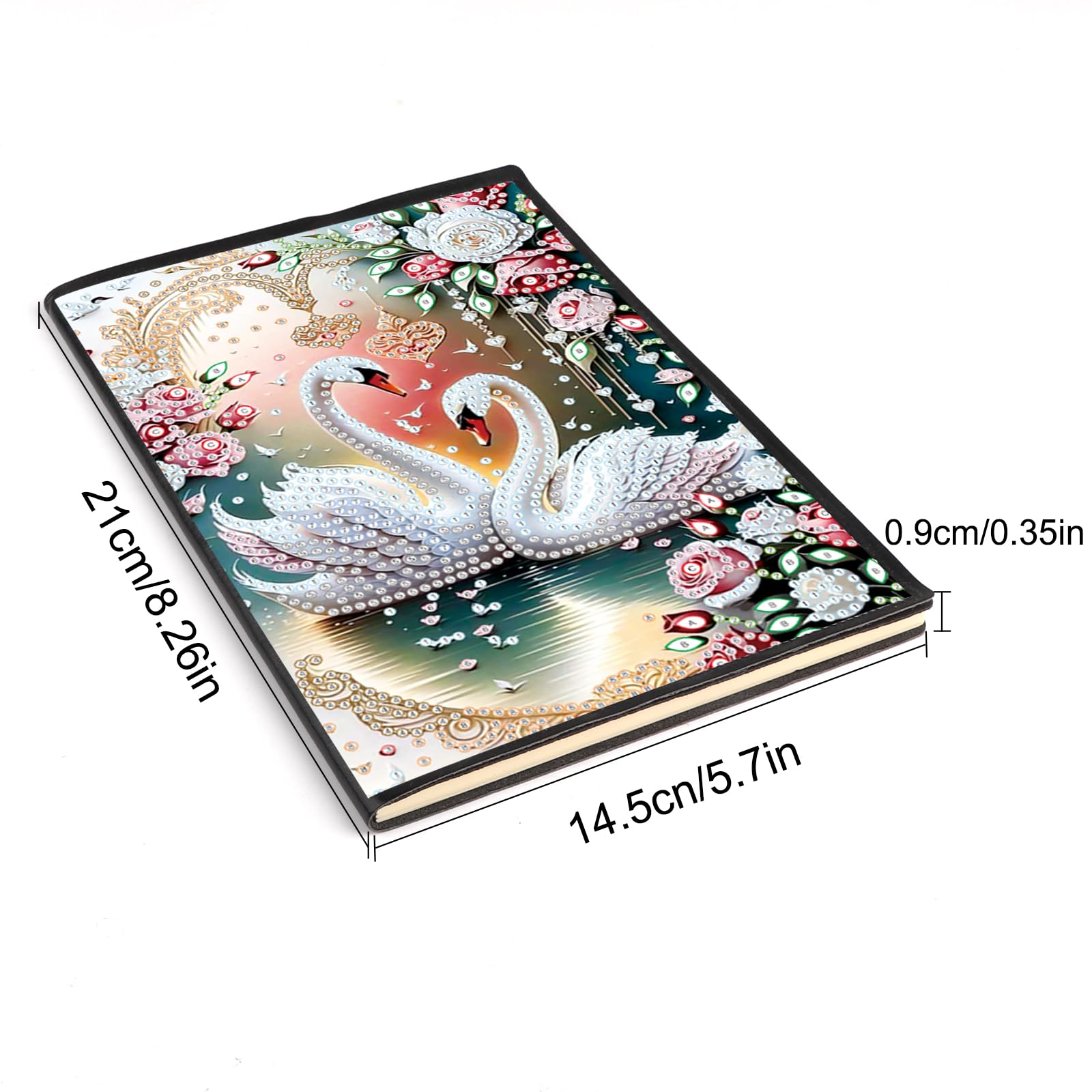 DCIDBEI DIY 5D Notebooks Diamond Painting Journals Diamond Painting Notebook A5 Hardback Notebook Diary Swan Sketchbooks Notepad A5 Diamond Painting Rhinestone Swan Landscape - Image 2