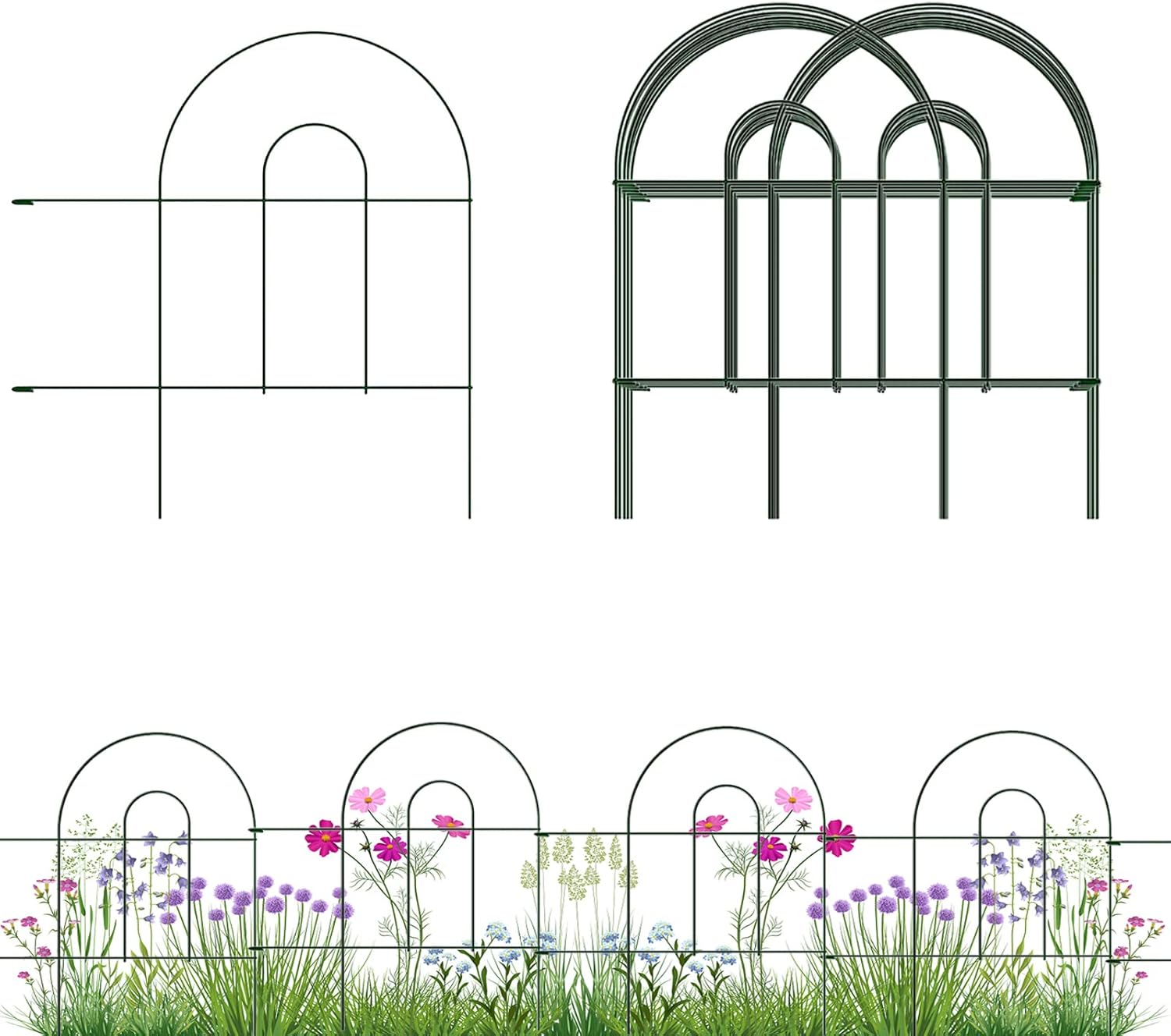 WANDMY 18 Inch x 35 Feet Decorative Garden Fence Metal