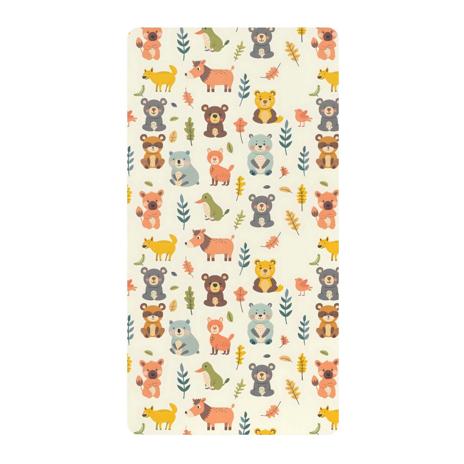 Drap-housse pour lit de bébé Motif animaux mignons pour garçons et filles 71,1 x 132,1 cm