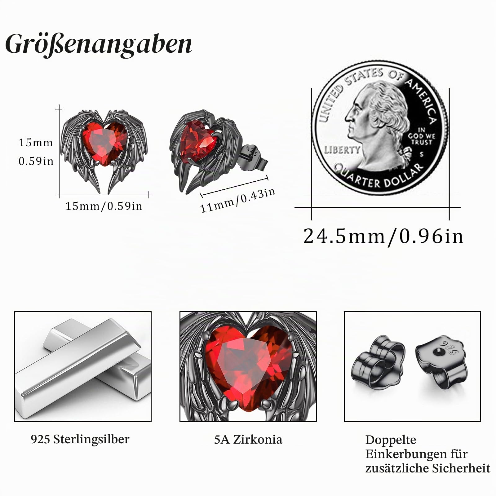 Totenkopf Ohrringe Damen 925 Sterlingsilber Skelett Hand Ohrringe Geburtsstein Ohrstecker für Damen Mädchen Herz Ohrstecker Totenkopf Geschenke Gothic Schmuck für Fraue