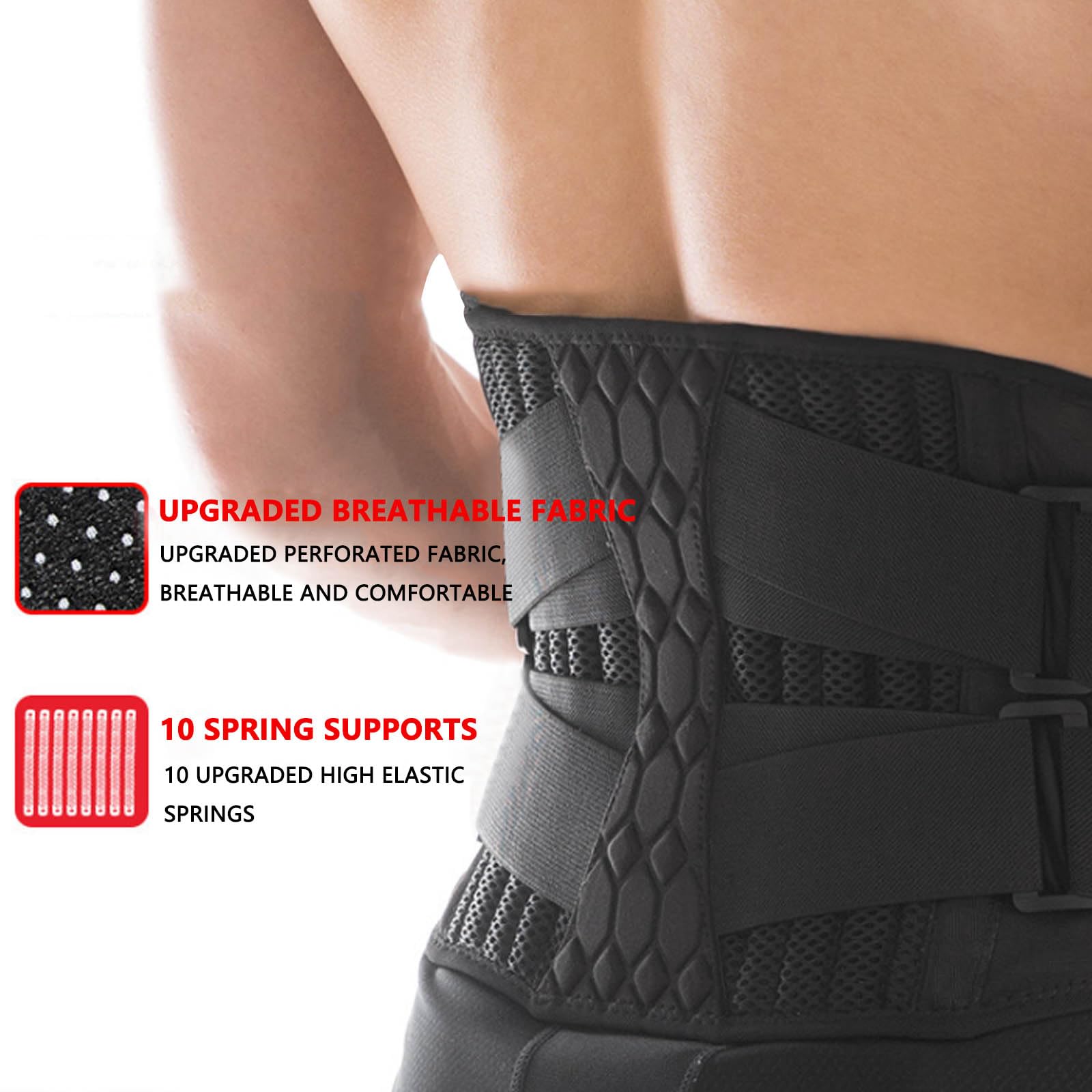 Faja Lumbar, For el Dolor de Espalda y Abdominal for Hombres Mujeres, Fajas Transpirables for la Baja M(L)