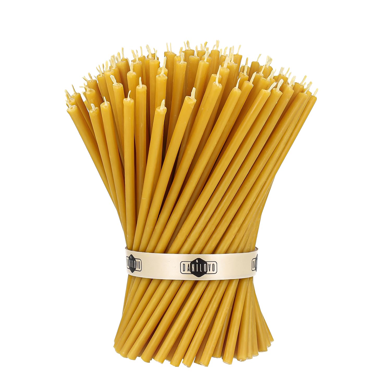 Danilovo Rituele kaarsen, 100% bijenwas, geel, orthodoxe kaarsen voor gebed, tafeldecoratie, huwelijk, niet giftig, roetvrij, druppelt niet, duurzaam product, N80, hoogte: 18,5 cm, 6,1 mm (50 stuks, 250 g