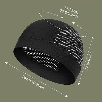 Skull Cap for Men Cooling Helmet Liner, Lightweight Breathable Mesh Skull Caps for Women, Quick Dry Sweat Liner for Motorcycle Cycling Hard Hat Accessories, Fits All Hard Hats & Helmets, Black