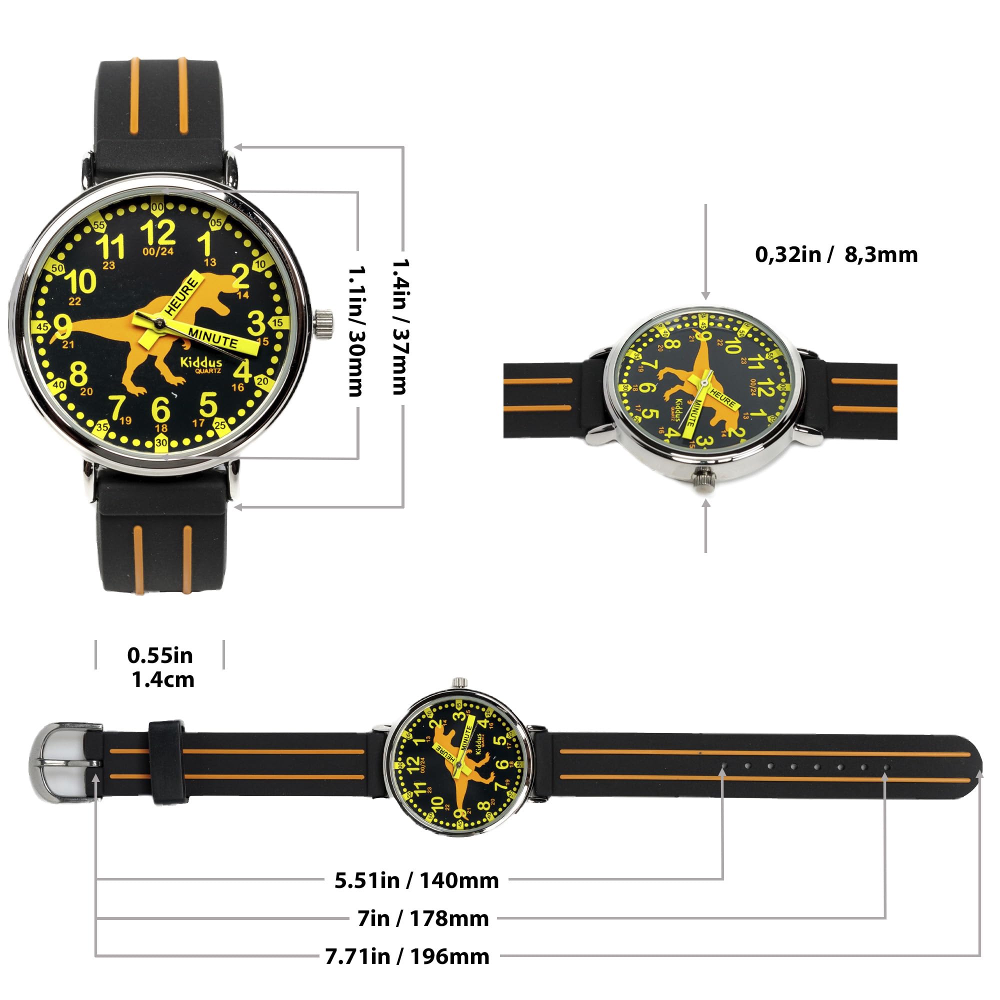 Kiddus Reloj Educativo Infantil para Niño y Niña a Partir de 5 Años, Reloj Analógico para Aprender la Hora, Mecanismo Japonés