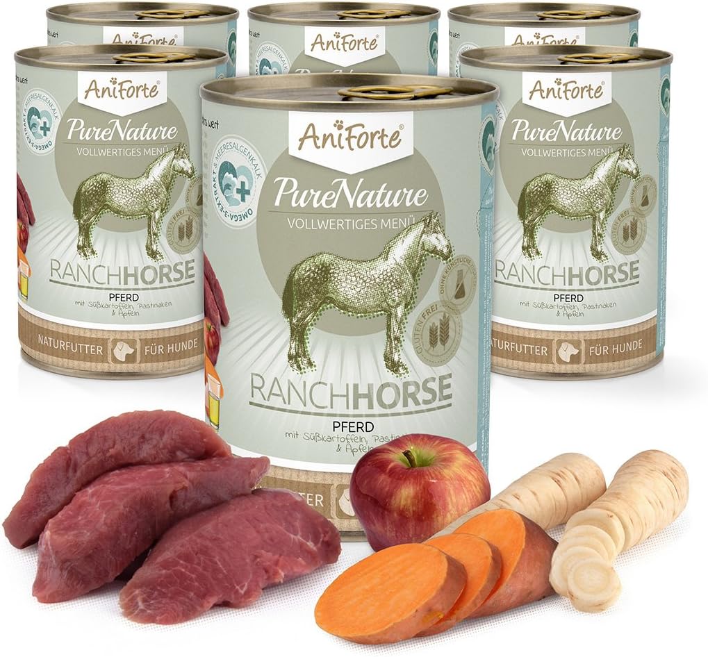 Anibio Tolle Rolle Pferd 8x400g - Hypoallergenes Hundefutter 92% Fleisch