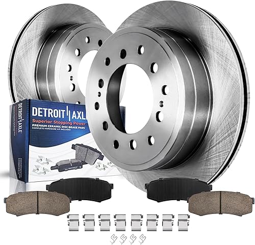 Detroit Axle - Rotores de disco trasero + pastillas de freno de cerámica de repuesto para Toyota 4Runner Sequoia FJ Cruiser Lexus GX470-4 piezas