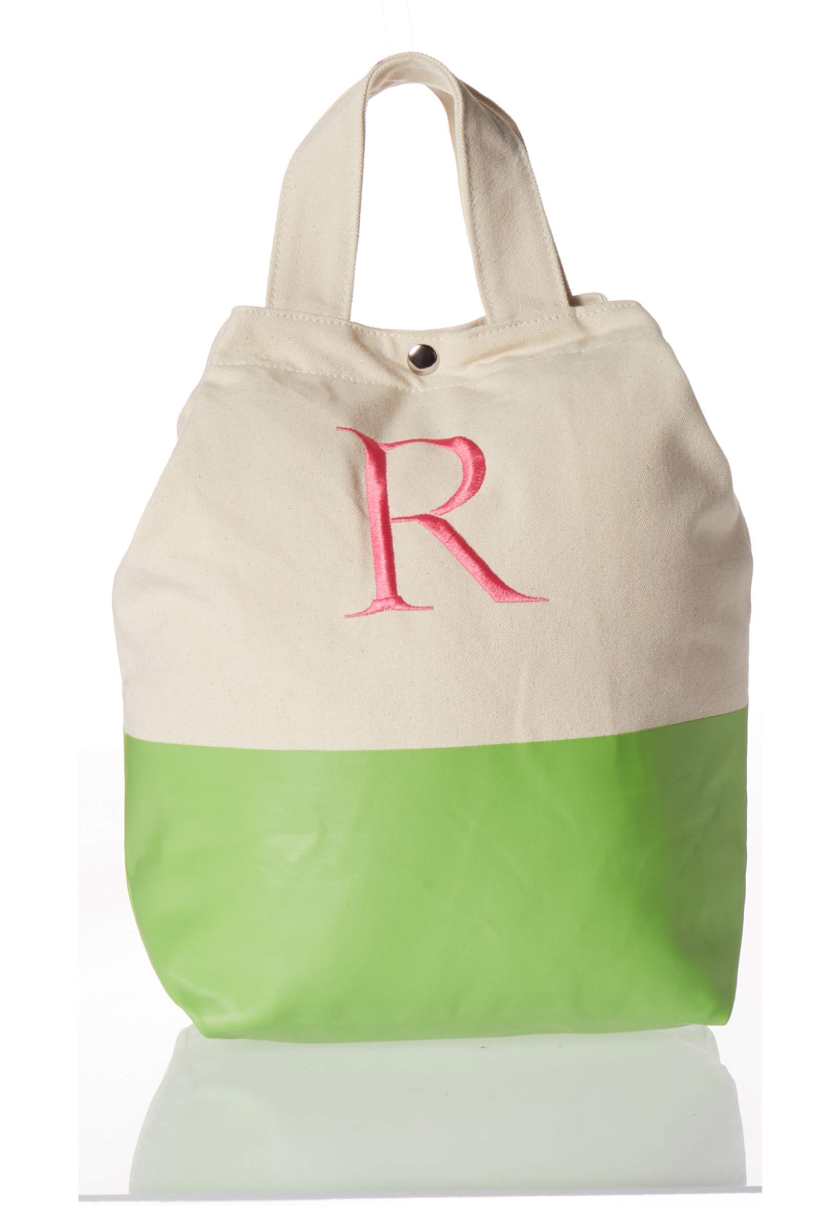 Cathy's ConceptsCATHY'S CONCEPTS Tote Bag, Canvas, White Green, Letter-P