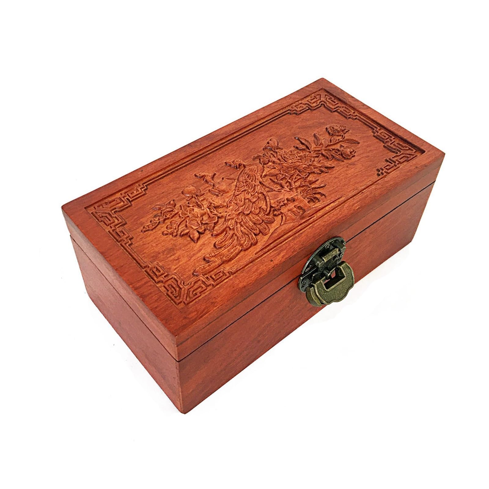 YShiuoL Wooden Storage Box Wooden Jewelry Box Vintage Multipurpose for Women Trinket Organizer Storage(22x11.5x8.5cm F)