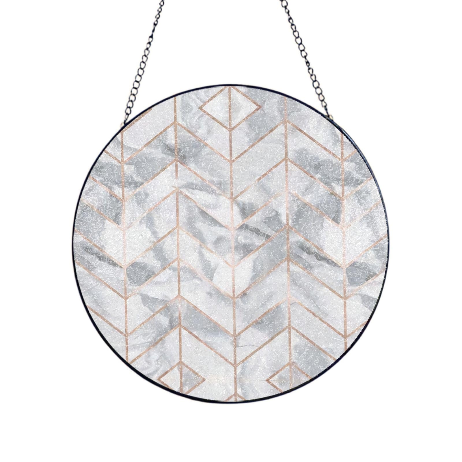 Phayah Rose Gold Marble Design Background Print Glass Window Hanging Sun Catchers Suncatcher Decor For Birthday For Home Garden Porch 12in（30cm）