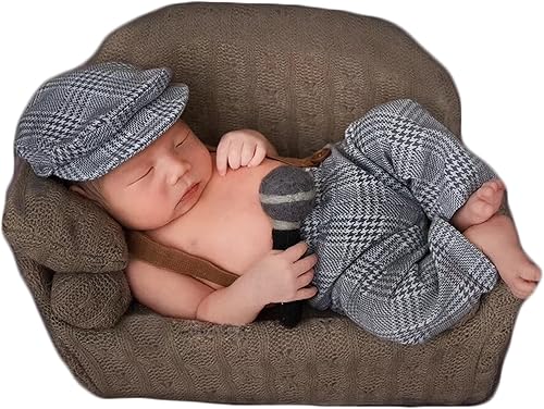 Zeroest Newborn Photography Outfits Boy, Suspenders & Hat for Baby Boys | Baby Photography Props for Newborn Photo Shoots