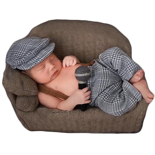 Zeroest Accesorios de fotografía para bebé, recién nacido, sesión de fotos, traje de caballero para bebé, conjunto de traje de celosía (J-verde)