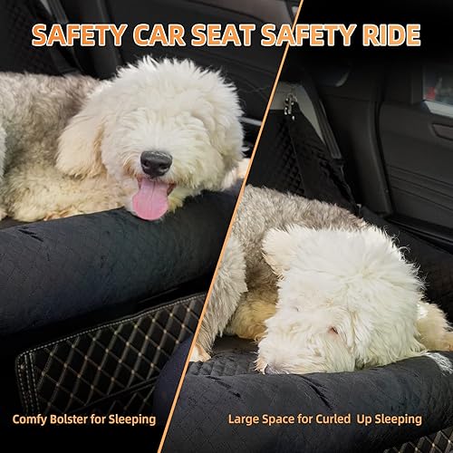 Miniatura 5 de Asiento de automóvil para perro para asiento trasero, asiento elevador para mascotas, cama de viaje para cachorros con cinturón de seguridad,