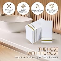 Vista 5 de SUZZYVINE Servilletas desechables doradas con bolsillo integrado para cubiertos, servilletas de tela para bodas, fiestas de lino, 100 unidades, 16 x