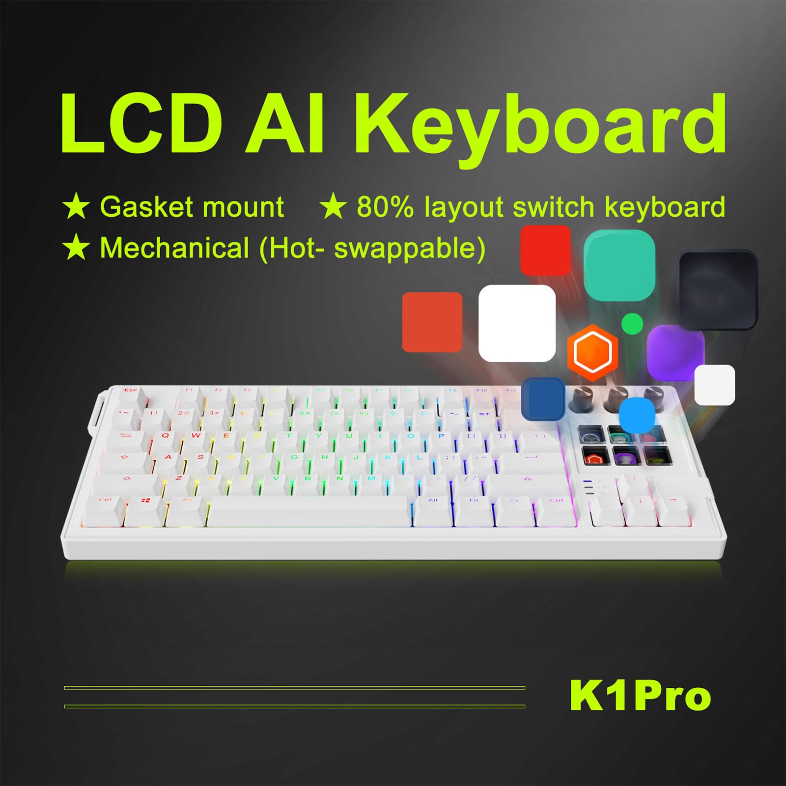 Einfaches LCD Eingabegerät Mit Visueller Anzeige Und Geräuschabsorbierenden Decken Für Eine Konzentrierte Umgebung Stream Kontrolle Mechanisches Tastenset