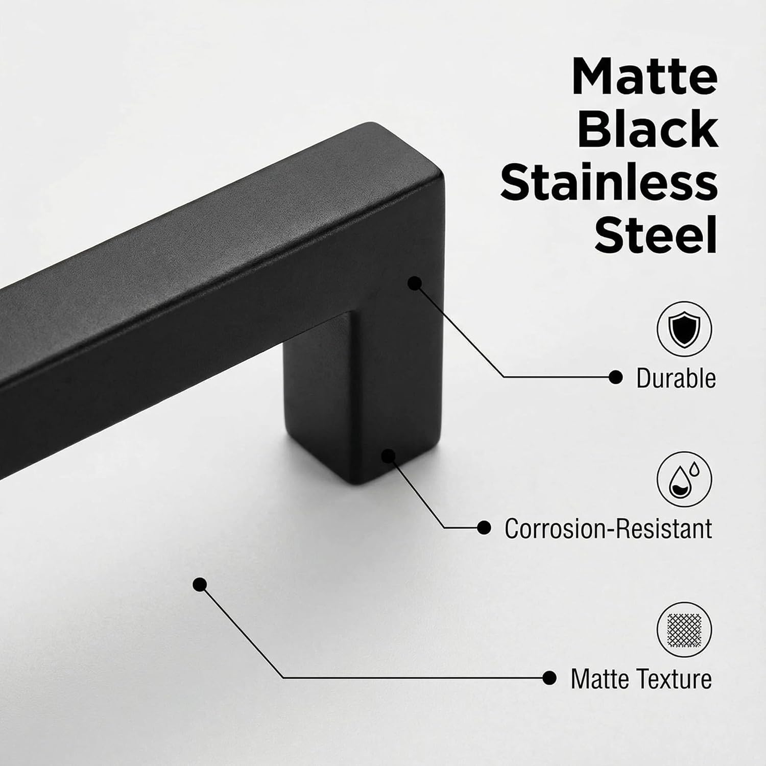 10 Pack 4-1/4 Inch(Center to Center) Matte Black Cabinet Handles(Hole Center: 4-1/4"(108mm))