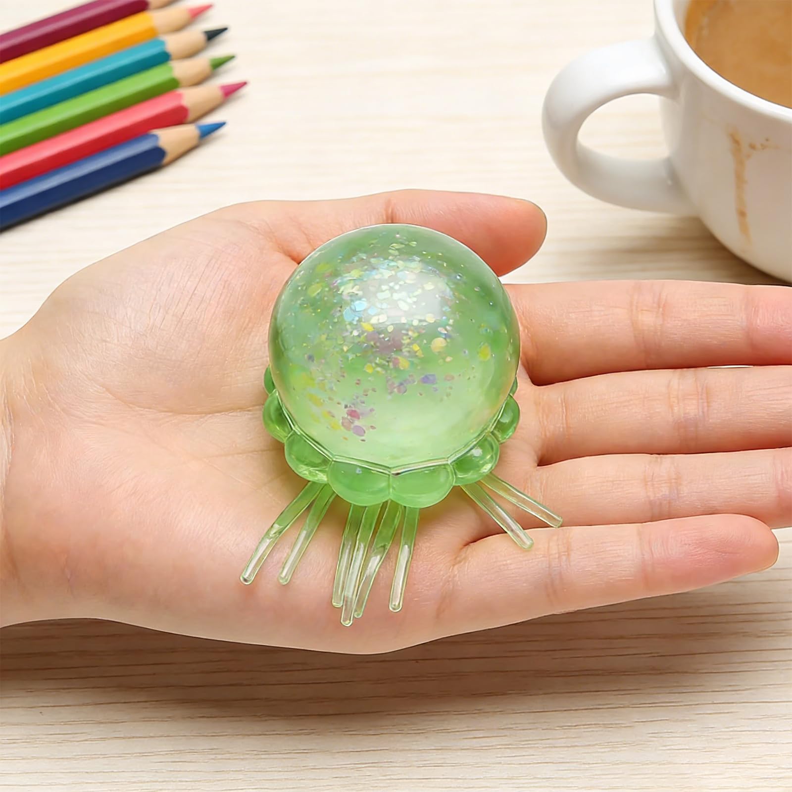 Nee doh Jellyfish Squeeze Toys, Drop Malt Sugar Balls Relieve Stress, Sensory Toy with a Super Solid Squish for Adult, Squishy Ultra Squishy and Moldable Slow Rise 1pcs Mint Green — view 5