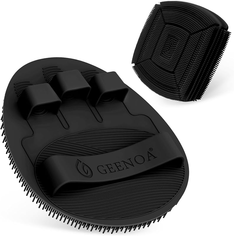 Conjunto GEENOA com luva de silicone para banho e escova facial, preto, 2 unidades