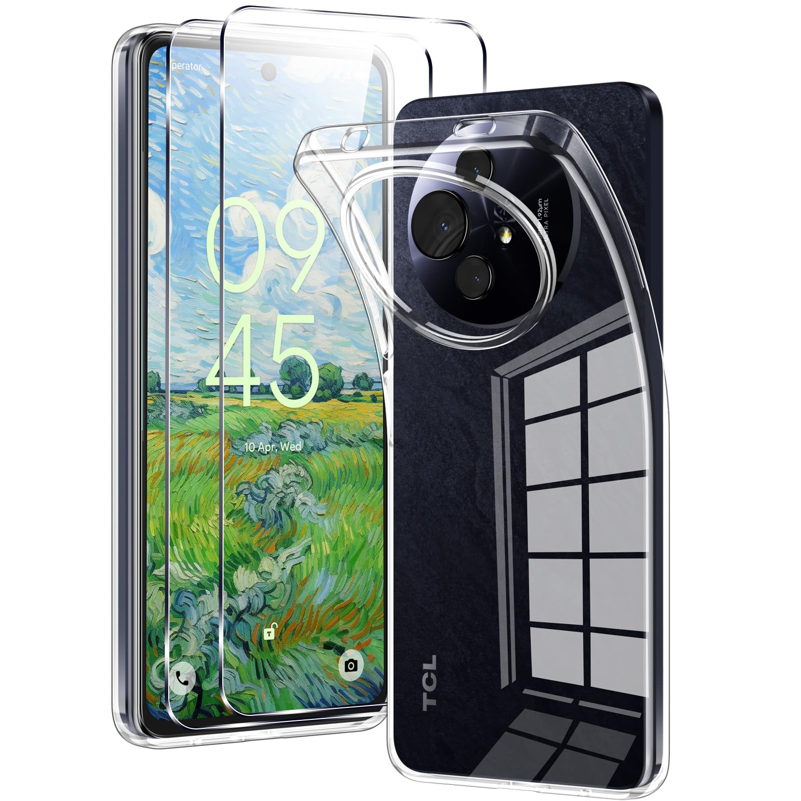 LYJERRY 1Pcs Cover e 1Pcs Vetrino Vetro Per TCL 50 SE Cover TCL 50 SE