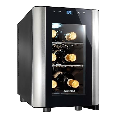 Wine Enthusiast 6-Bottle Countertop Wine Cooler – Compact Mini Fridge
