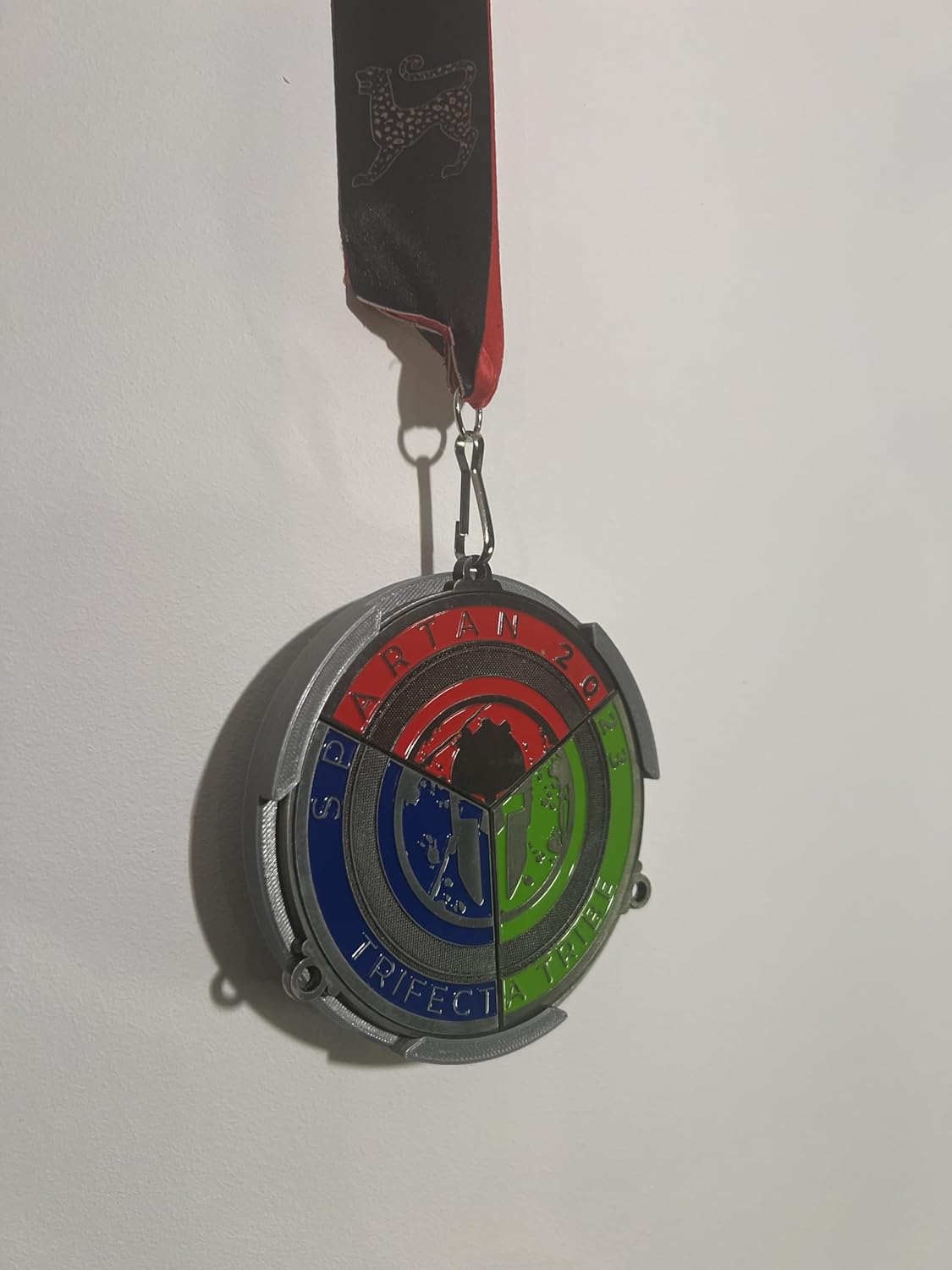 Spartan Trifecta Tribe Medal Wedge Display Stand, 3-in-1 Design, Wall Mount, Ribbon Hanger, Desktop Stand, Trophy Holder