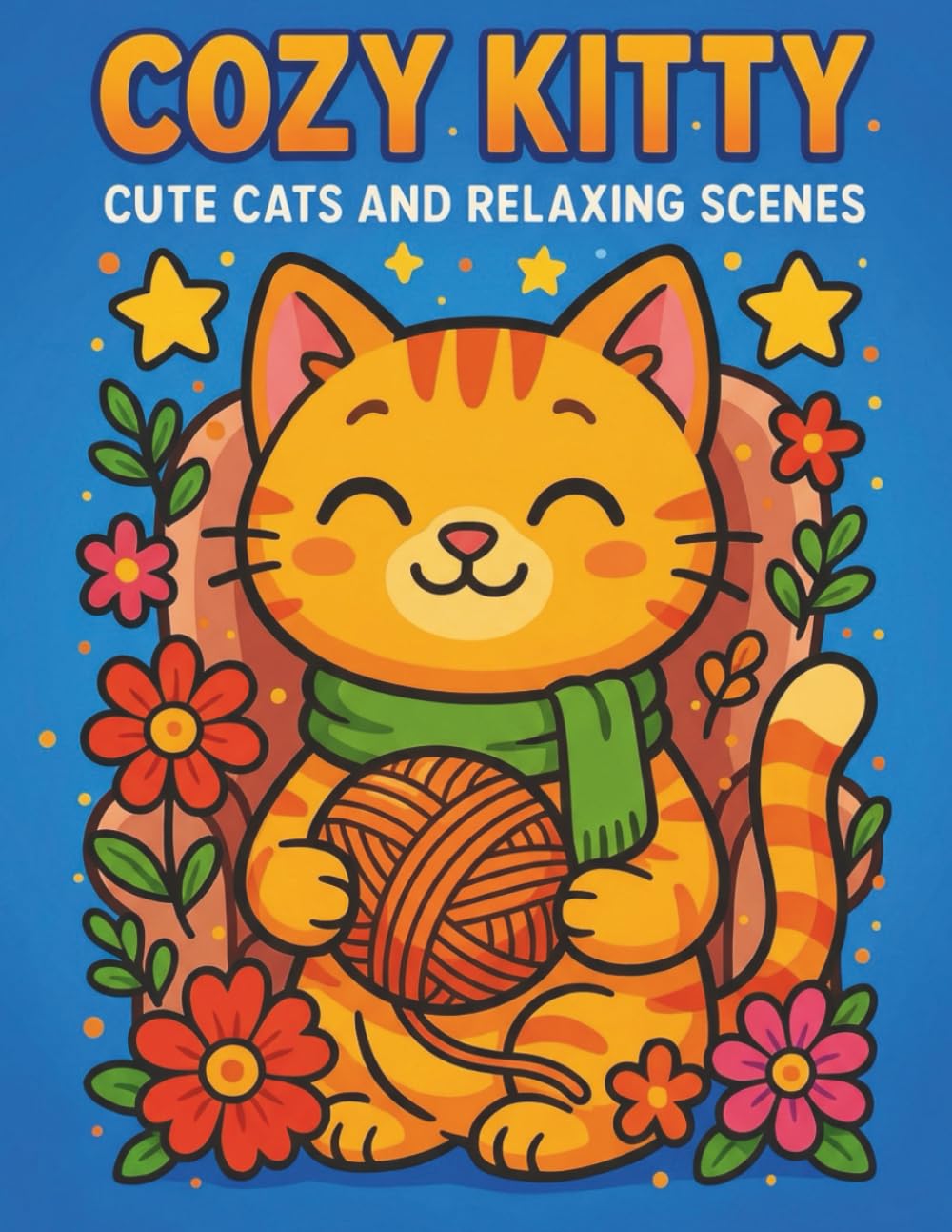 Cozy Kitty Coloring Book: Cute Cats and Relaxing Scenes — Bold & Easy Coloring Pages for Kids, Teens & Adults