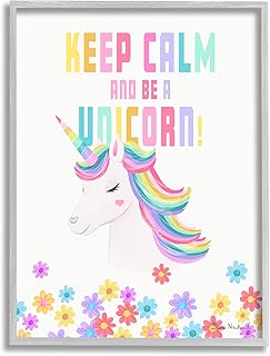 Stupell Industries Keep Calm Be A Unicorn Playful Quote Pastel Florals, Design by Diane Neukirch